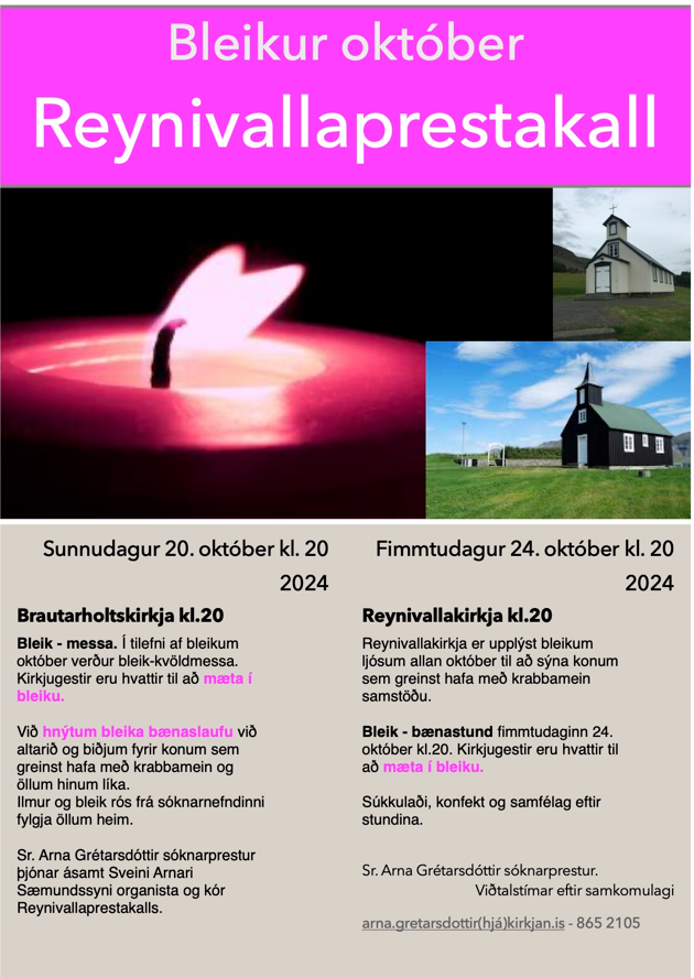 Bleik bænastund í Reynivallakirkju.