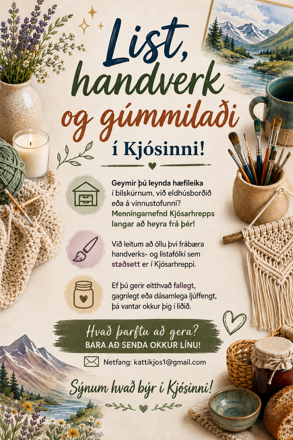 List, handverk og gúmmilaði í Kjósinni